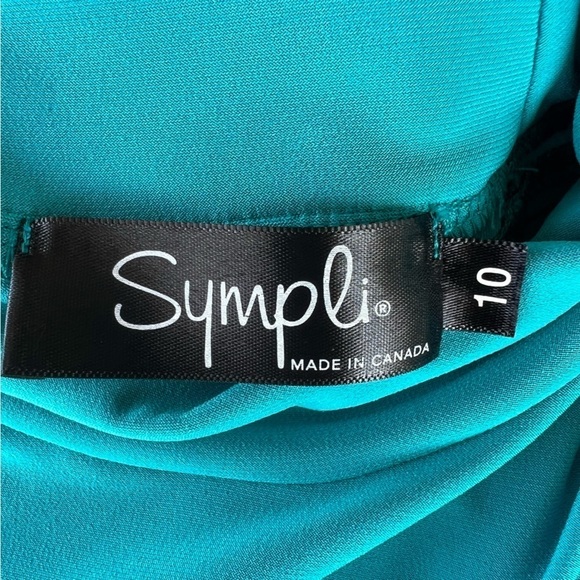 Sympli Canada Lagenlook Sleeveless Cut Out Shoulder Tunic Tank Teal Size 10 GUC - Picture 8 of 10